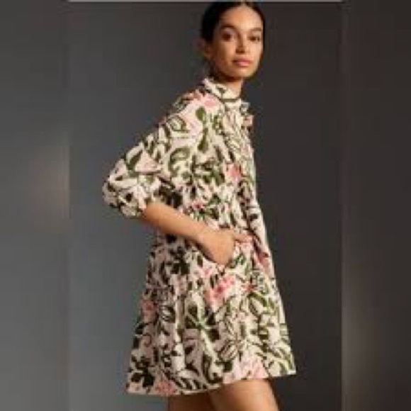 Maeve by Anthropologie Bentina Floral Shirt Mini Dress Size S - Picture 2 of 11